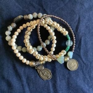 Set of Semi Precious Stretch Bracelets
